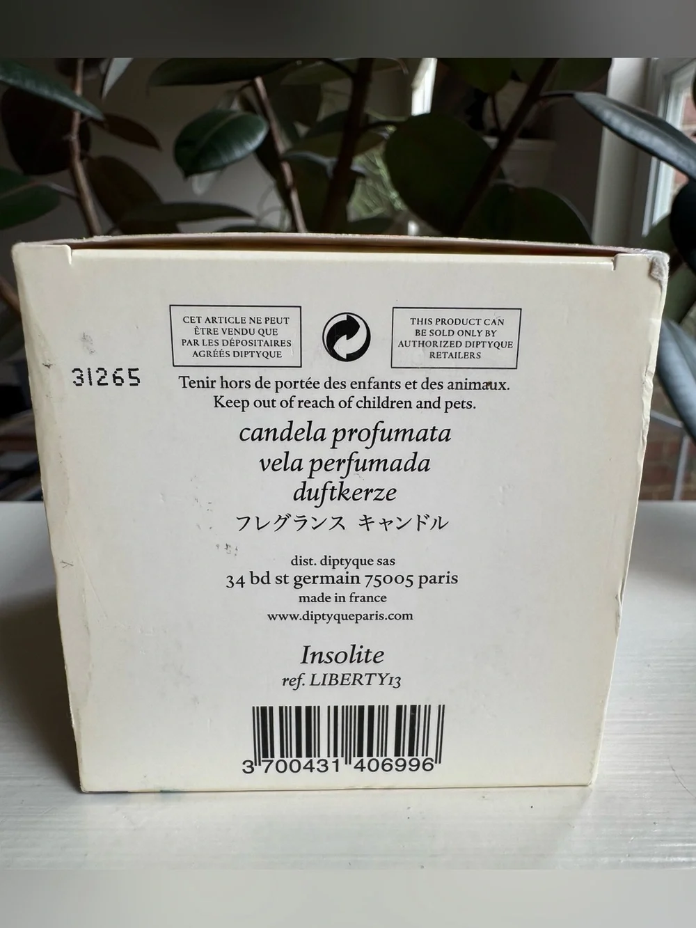 Diptyque x Liberty Limited Edition Insolite Candle 190g / 6.7 fl oz NEW OPEN BOX